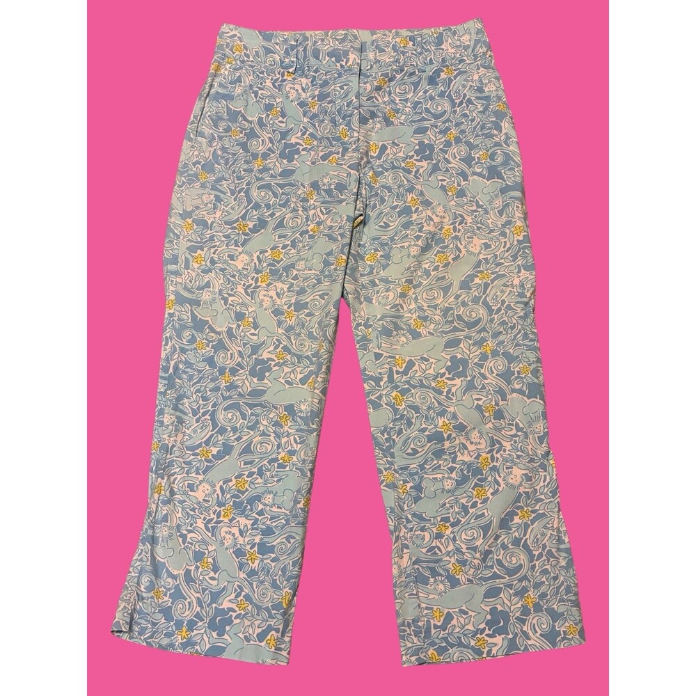 Lilly Pulitzer Vintage Blue Monkey Pants Size 4